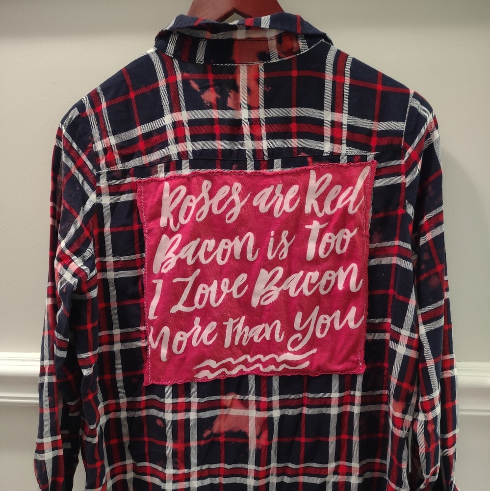 One of a Kind Distressed Flannel Shirt Size Medium